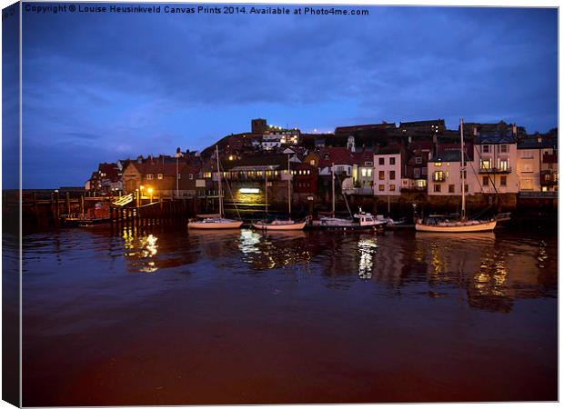 Whitby Lower Harbour at night Canvas Print by Louise Heusinkveld