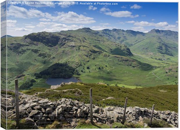Blea Tarn, and Wrynose Fell from Lingmoor Fell Canvas Print by Louise Heusinkveld
