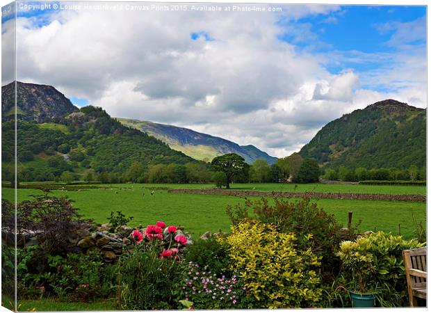 Borrowdale from a pretty garden in Rothswaite Canvas Print by Louise Heusinkveld