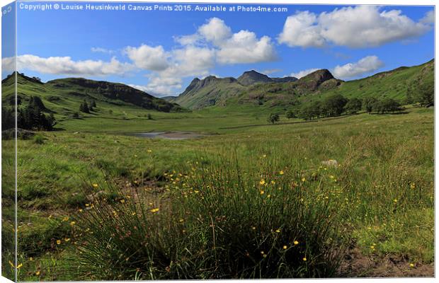Blea Tarn and the Langdale Pikes Canvas Print by Louise Heusinkveld
