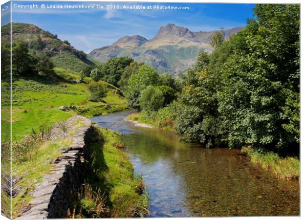Great Langdale Beck with Harrison Stickle and Pike Canvas Print by Louise Heusinkveld