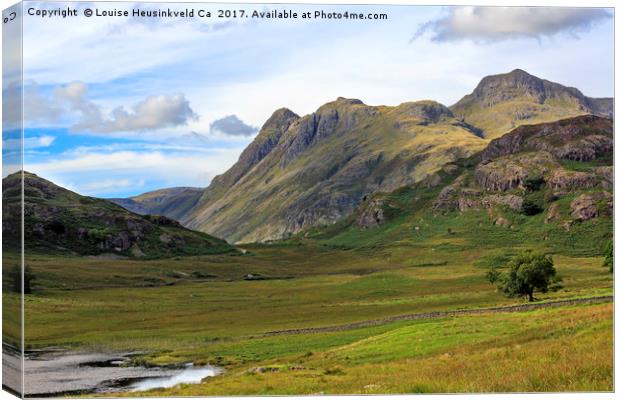 Langdale Pikes from Blea Tarn, Lake District, Cumb Canvas Print by Louise Heusinkveld