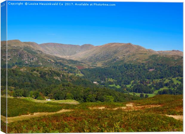Fairfield Horseshoe from Loughrigg Fell, Lake Dist Canvas Print by Louise Heusinkveld