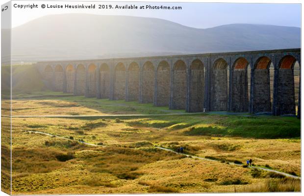 Ribblehead Viaduct in autumn sunlight, North Yorks Canvas Print by Louise Heusinkveld