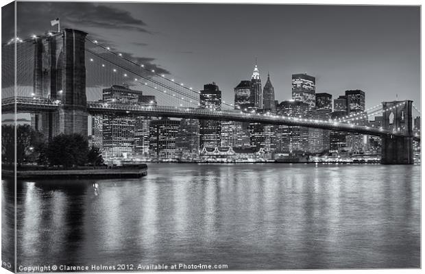 Brooklyn Bridge Twilight II Canvas Print by Clarence Holmes