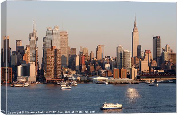 Hudson River and Manhattan Skyline I Canvas Print by Clarence Holmes