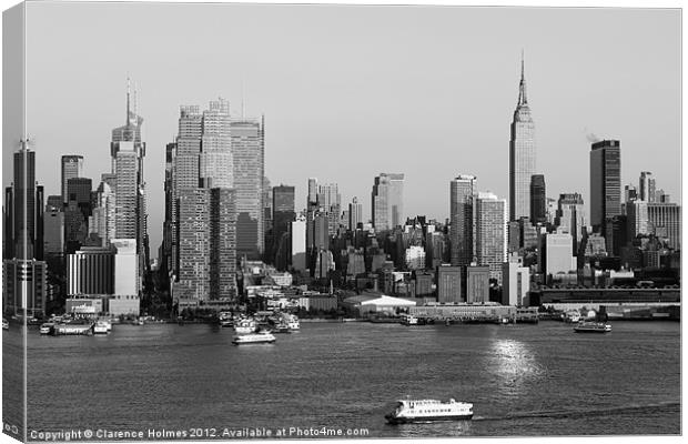 Hudson River and Manhattan Skyline II Canvas Print by Clarence Holmes