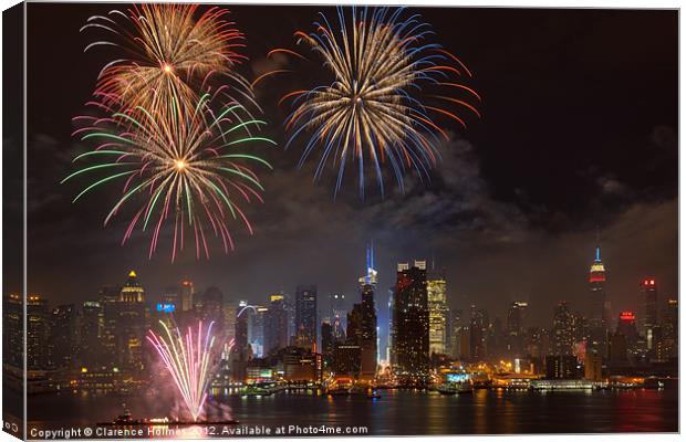 Hudson River Fireworks IV Canvas Print by Clarence Holmes