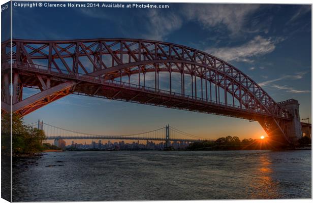 New York City Hell Gate Bridges Sunset I Canvas Print by Clarence Holmes