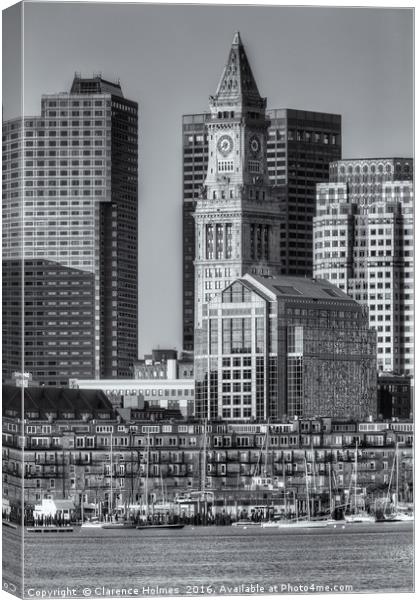 Boston Harbor and Skyline IV Canvas Print by Clarence Holmes