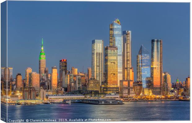 NYC Hudson Yards Development at Twilight I Canvas Print by Clarence Holmes