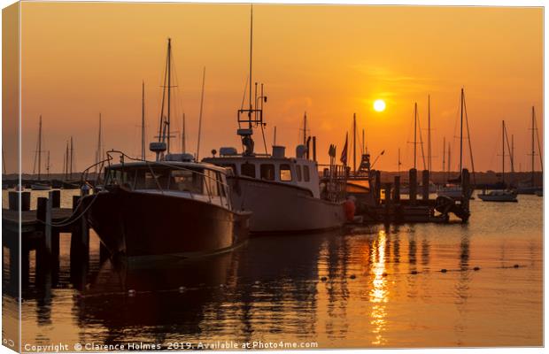 Vineyard Haven Harbor Sunrise II Canvas Print by Clarence Holmes