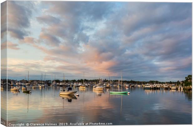 Oak Bluffs Harbor Sunrise I Canvas Print by Clarence Holmes