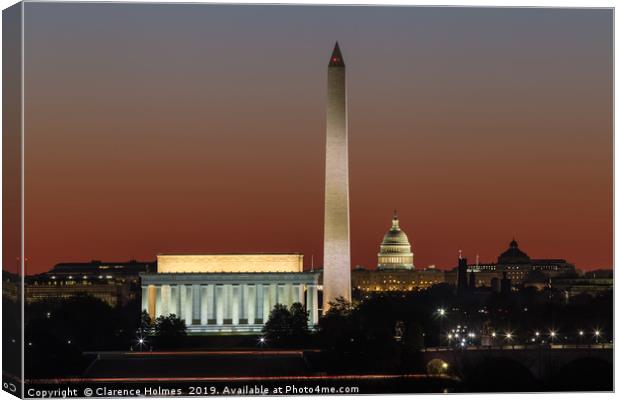 Washington DC Landmarks at Dawn I Canvas Print by Clarence Holmes