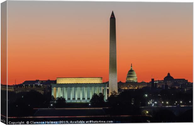 Washington DC Landmarks at Dawn II Canvas Print by Clarence Holmes