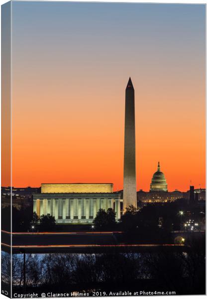 Washington DC Landmarks at Dawn III Canvas Print by Clarence Holmes