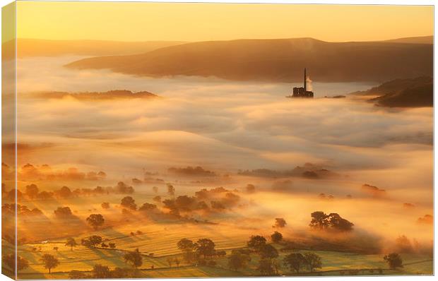 Golden mists over castleton Canvas Print by Robert Fielding