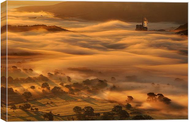 Dawn mists over Castleton Canvas Print by Robert Fielding