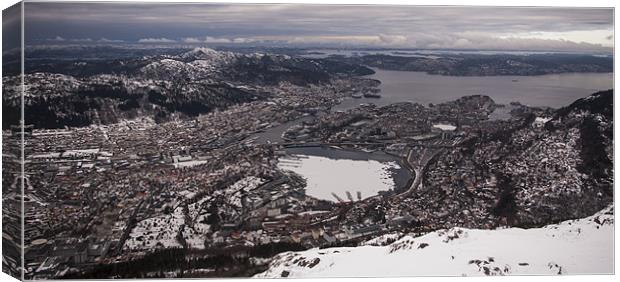 Fløyen mountain Bergen Canvas Print by John Boekee