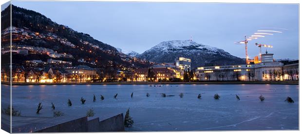 Bergen ice lake at night Canvas Print by John Boekee