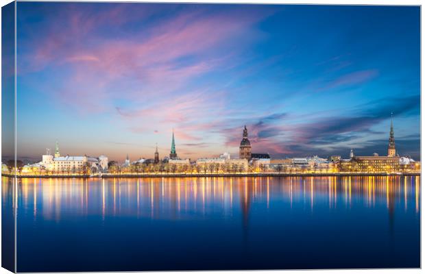 Riga Skyline Canvas Print by Barry Maytum