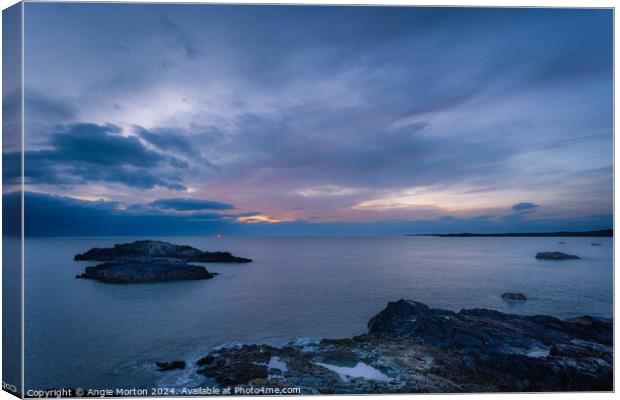 Sunset Yns Llanddwyn Canvas Print by Angie Morton