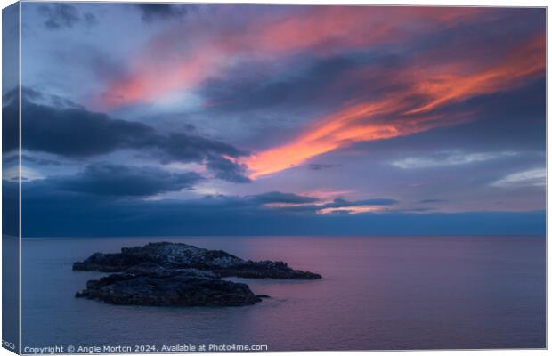 Sunset Trails Ynys Llanddwyn Canvas Print by Angie Morton