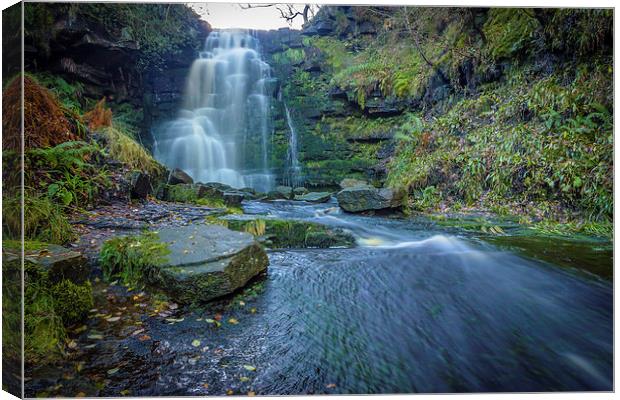 Black Clough Waterfall Canvas Print by Angie Morton
