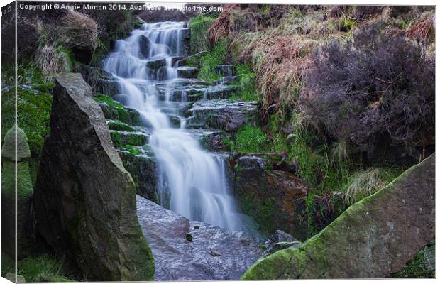 Oaken Clough Falls Canvas Print by Angie Morton