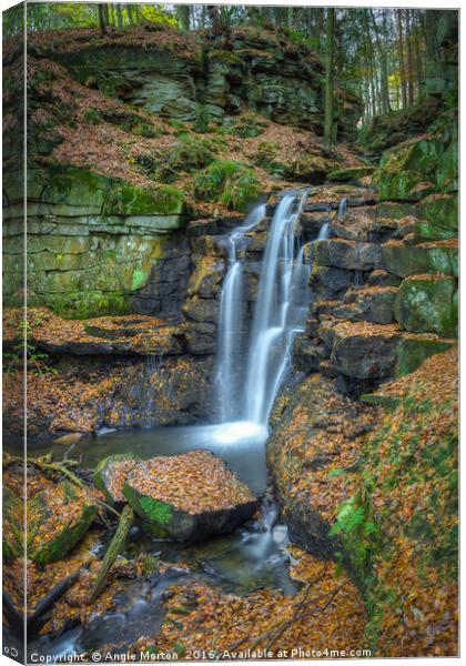 Wharnley Burn Waterfall Canvas Print by Angie Morton