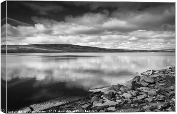 Reflection in Cow Green Reservoir Canvas Print by Angie Morton