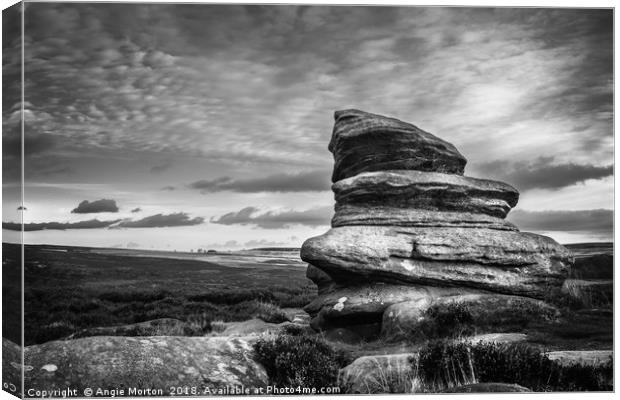 Over Owler Tor in Monchrome Canvas Print by Angie Morton