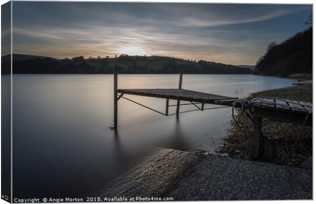 The Boat Jetty Damflask Canvas Print by Angie Morton