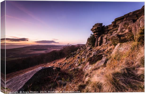 The Head of Stanage Edge Canvas Print by Angie Morton
