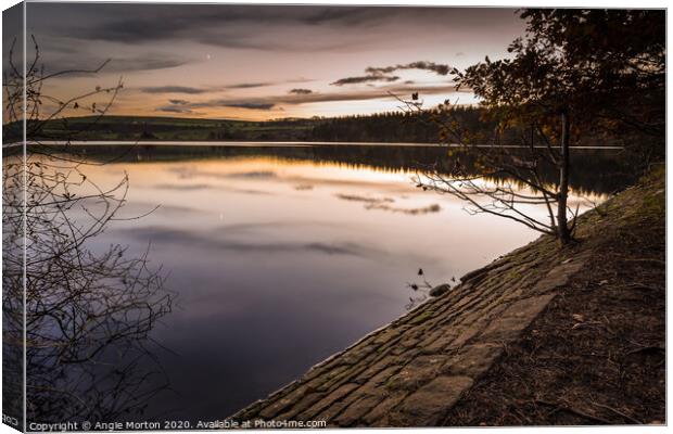 Agden Reservoir Reflections Canvas Print by Angie Morton