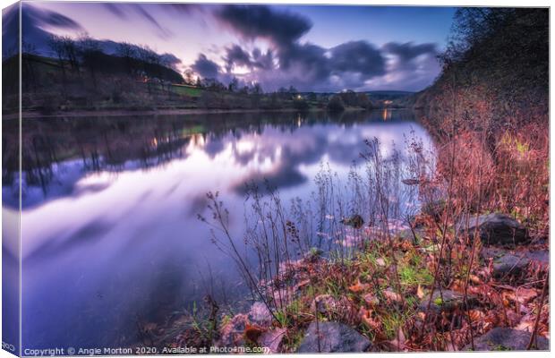 Damflask Reflections at Dusk Canvas Print by Angie Morton