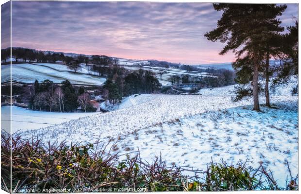 Loxley Valley Winter Scene Canvas Print by Angie Morton