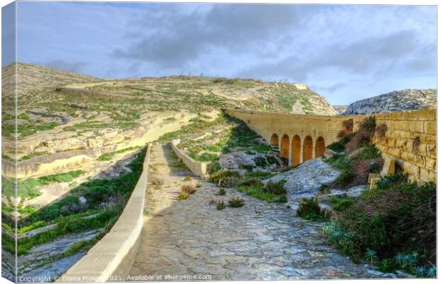 The road bridge, Dwejra, Gozo, Malta  Canvas Print by Diana Mower