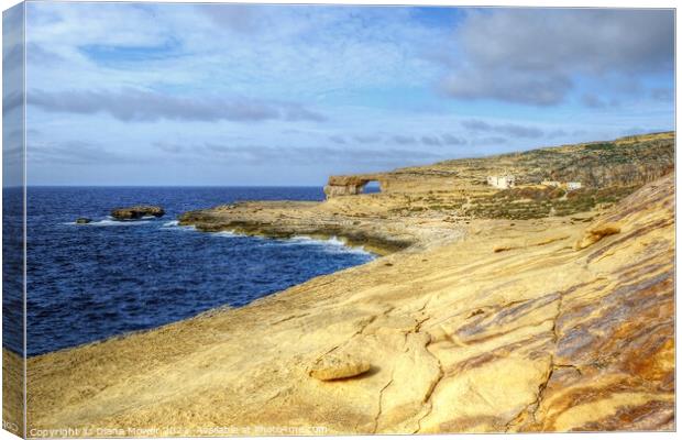 Sandstone cliffs and Azure Window Gozo Malta Canvas Print by Diana Mower