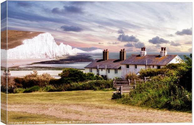 The Seven Sisters at Cuckmere Haven Sussex Canvas Print by Diana Mower