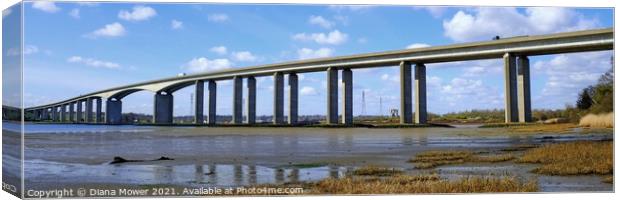 River Orwell Bridge Panoramic Canvas Print by Diana Mower