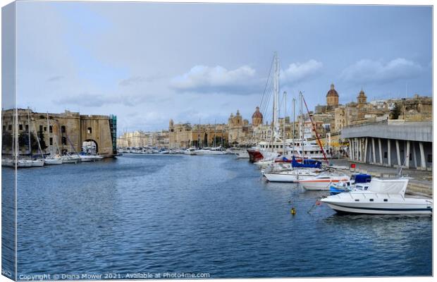 The Grand Harbour and city Malta Canvas Print by Diana Mower