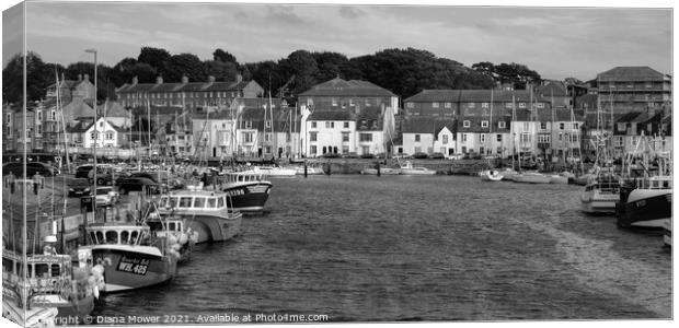 Weymouth Harbour Black and White Canvas Print by Diana Mower