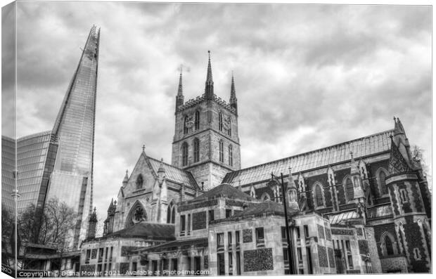 Southwark Cathedral and The Shard London Canvas Print by Diana Mower
