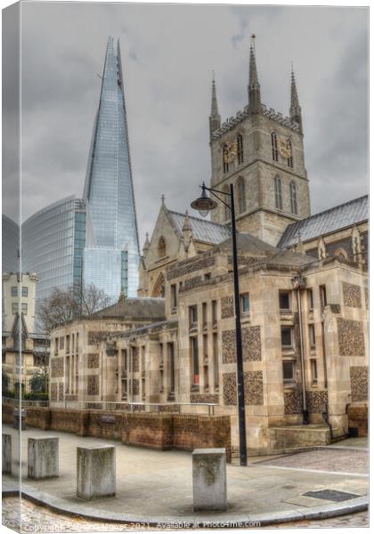 Southwark Cathedral and The Shard Canvas Print by Diana Mower