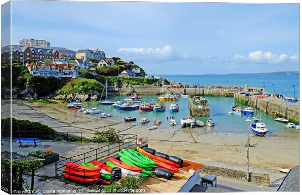 Newquay Harbour Cornwall  Canvas Print by Diana Mower