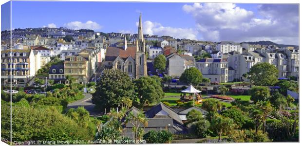 Ilfracombe town and skyline Panoramic Canvas Print by Diana Mower