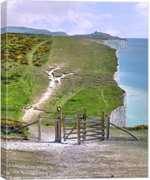 Seven Sisters Cliff Walk Canvas Print by Diana Mower