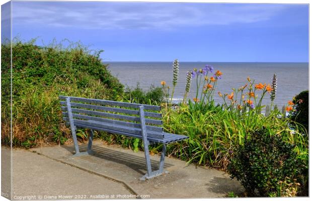 Seat with a view Walton on the Naze   Canvas Print by Diana Mower