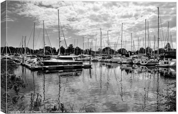 Chichester Marina West Sussex  Monochrome Canvas Print by Diana Mower